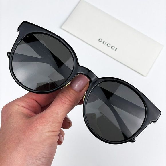 ?Gucci GG1339SK 002 Sunglasses Black Grey Polarized Oval Women main image 4